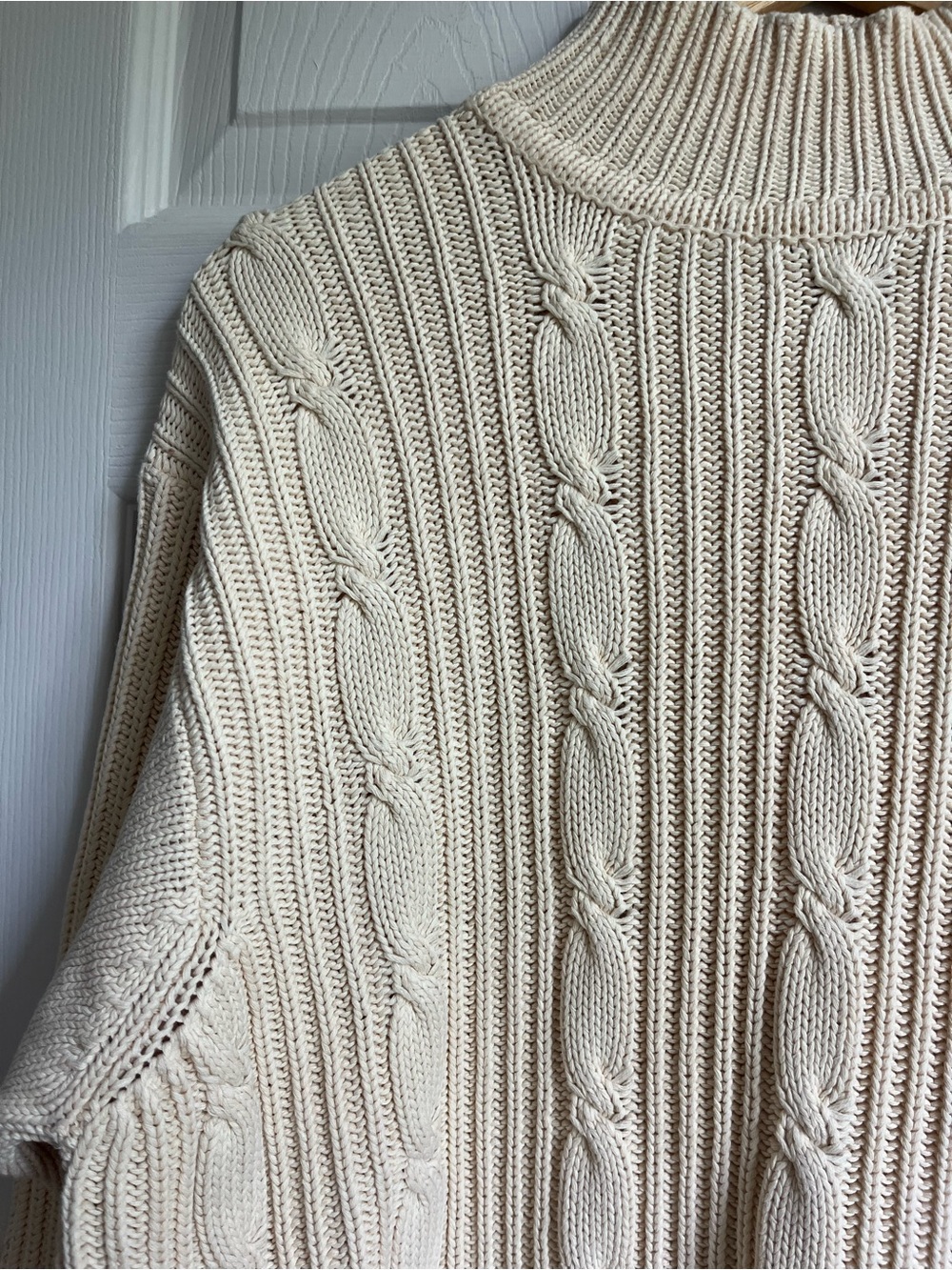 Vintage Liz Sport Liz Claiborne 100% Cotton Cable Knit Mock Neck Sweater M - Picture 4 of 13